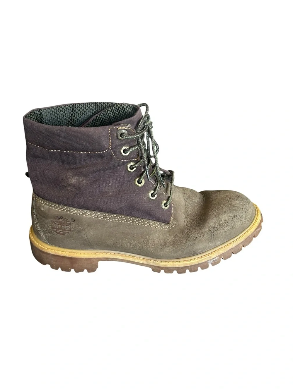 Timberland Men's Brown Suede and Dark Brown Canvas Lace-Up Boots Size 10